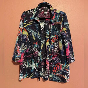 Ali Miles Abstract Art to Wear Button Down Blouse XS